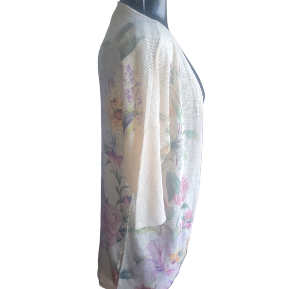 Live In The Moment Floral Cream Knit Cardigan XL - Picture 3 of 6